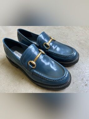 Steve Madden Teal Blue Leather Loafers 8